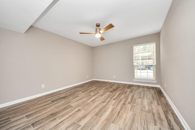 unfurnished room with light hardwood / wood-style floors and ceiling fan