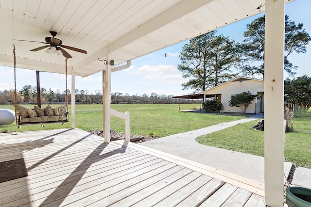 deck featuring a yard