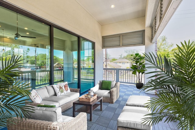 balcony featuring an outdoor living space