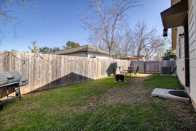 view of yard featuring cooling unit