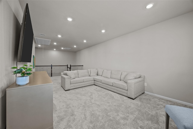 living room with light carpet