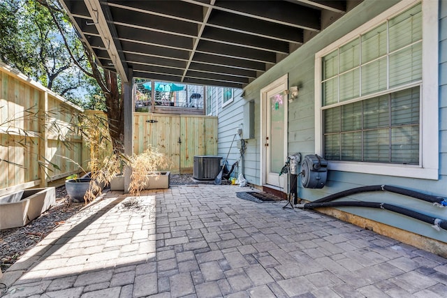 view of patio / terrace featuring central AC unit