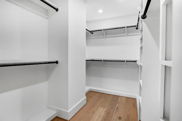 walk in closet with wood-type flooring