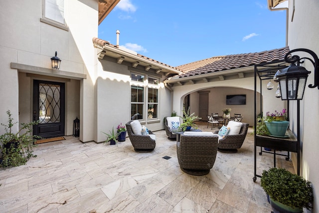 view of patio with an outdoor hangout area