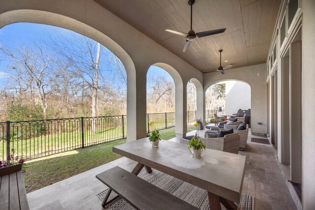 view of patio / terrace with outdoor lounge area and ceiling fan