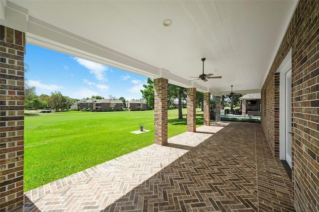 view of patio / terrace with ceiling fan