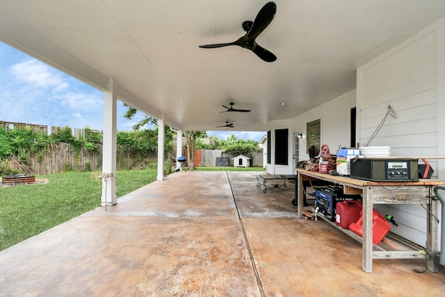 view of patio / terrace with ceiling fan