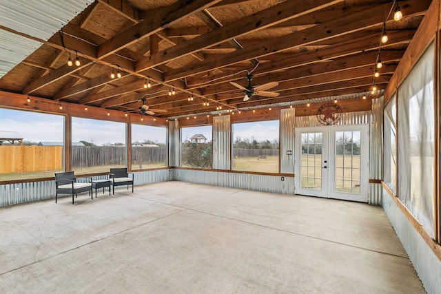 167 Hay Meadow Rd, Cedar Creek, TX 78612 - unfurnished sunroom featuring french doors and a ceiling fan