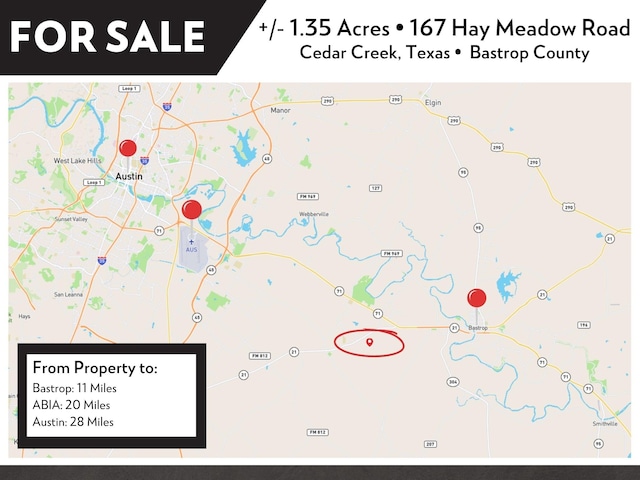 167 Hay Meadow Rd, Cedar Creek, TX 78612 - map / location of property area