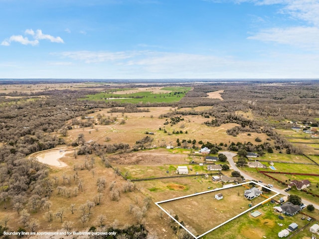 aerial view featuring a rural view