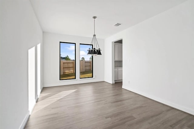 unfurnished dining area with wood-type flooring