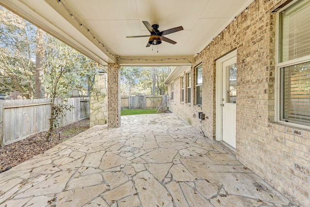 view of patio / terrace featuring ceiling fan