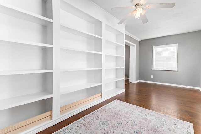 interior space featuring dark hardwood / wood-style floors and ceiling fan