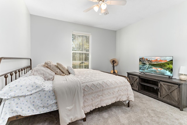 bedroom featuring carpet floors and ceiling fan