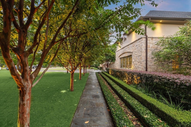 view of property's community featuring a lawn