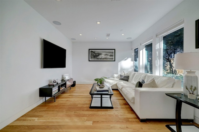 living room featuring light hardwood / wood-style floors