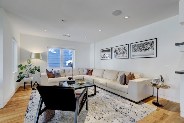 living room featuring light hardwood / wood-style flooring