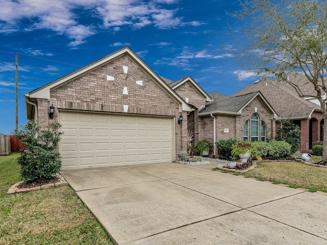 view of front of house featuring a garage and a front yard