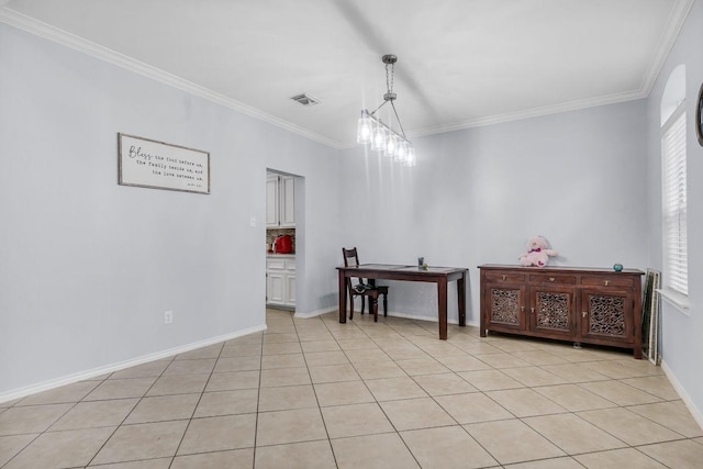 interior space featuring ornamental molding and a wealth of natural light