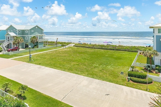 view of water feature with fence