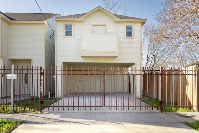 view of front of house with a garage