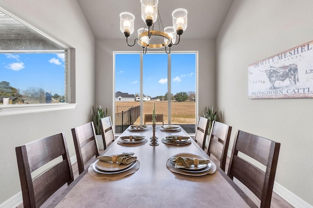 dining room featuring a chandelier and a healthy amount of sunlight