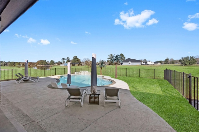 view of patio / terrace featuring a fenced in pool