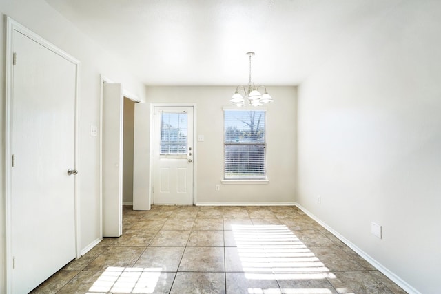 interior space with an inviting chandelier