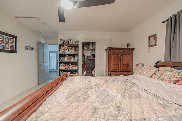 bedroom with a closet and ceiling fan