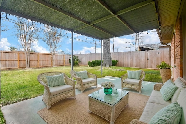 view of patio featuring an outdoor hangout area