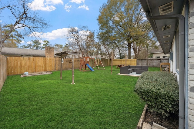 view of yard featuring an outdoor hangout area and a playground