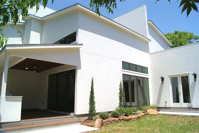 back of property with french doors