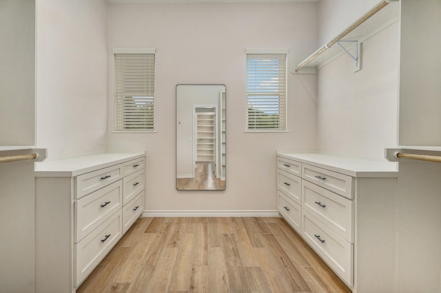 walk in closet featuring light wood-type flooring