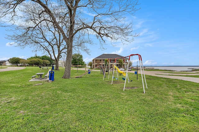 view of play area with a yard