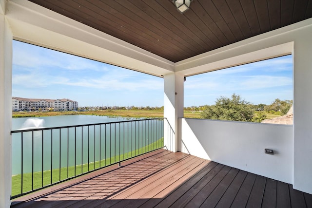 deck with a water view