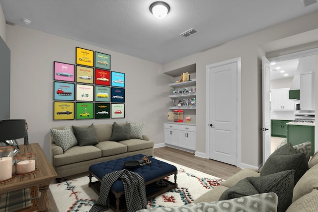 living room with light wood-type flooring