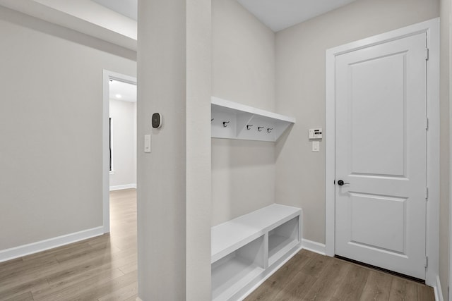 mudroom with wood-type flooring