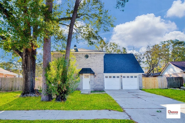 view of front of house featuring a garage and a front yard