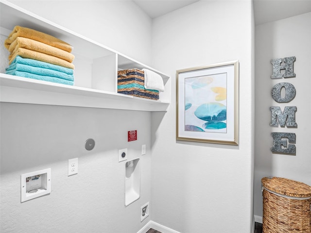 27014 Costa Creek Dr, Katy, TX 77493 - washroom with hookup for an electric dryer, baseboards, washer hookup, and hookup for a gas dryer