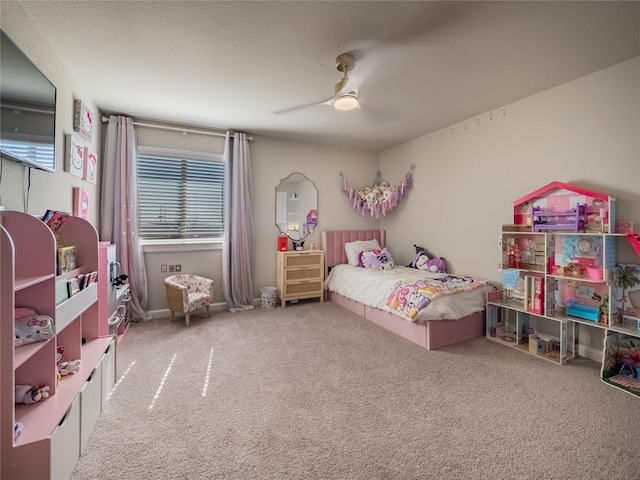 bedroom with carpet and ceiling fan