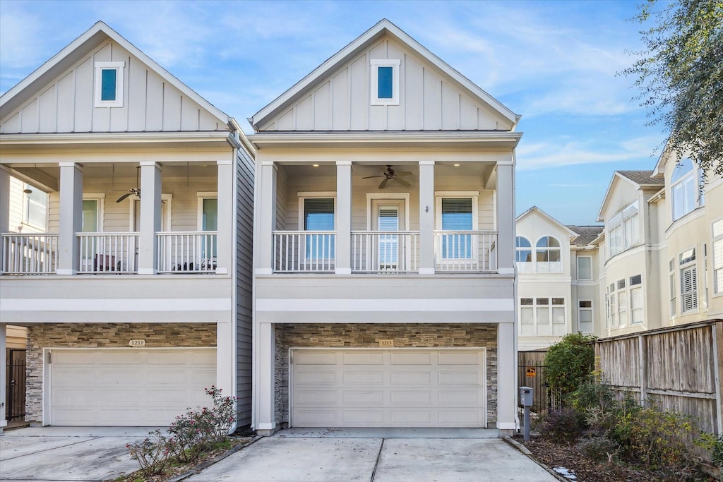 multi unit property featuring a balcony and a garage