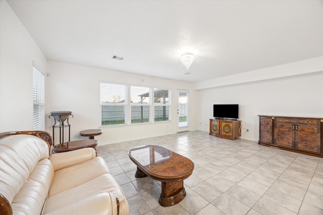 view of tiled living room