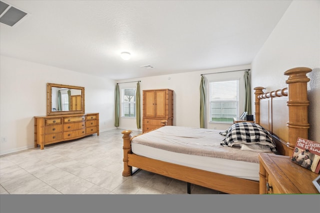 bedroom with a textured ceiling