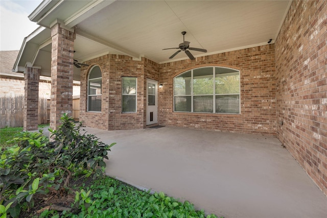 view of patio / terrace featuring ceiling fan