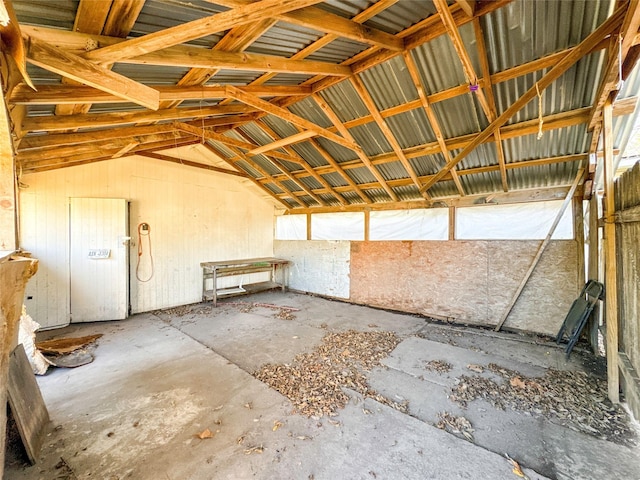 misc room featuring lofted ceiling