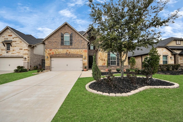 view of front of home with a garage and a front yard