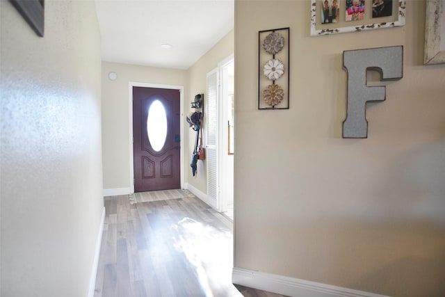 entrance foyer with light hardwood / wood-style floors