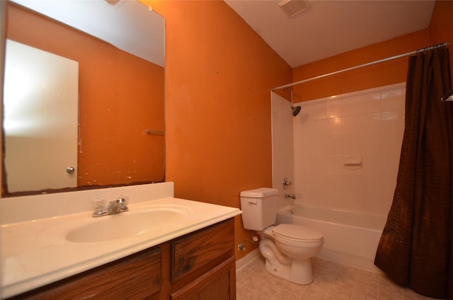 full bathroom with vanity, toilet, and shower / bath combo