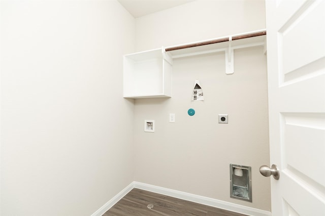 washroom with hookup for a washing machine, dark hardwood / wood-style floors, and hookup for an electric dryer