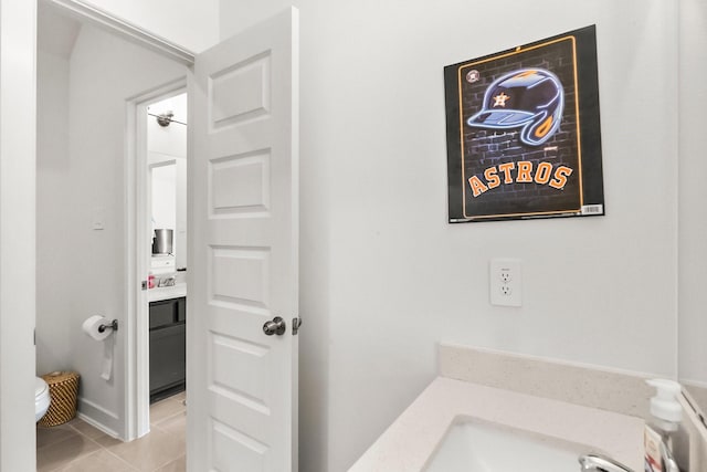 bathroom featuring vanity and tile patterned floors